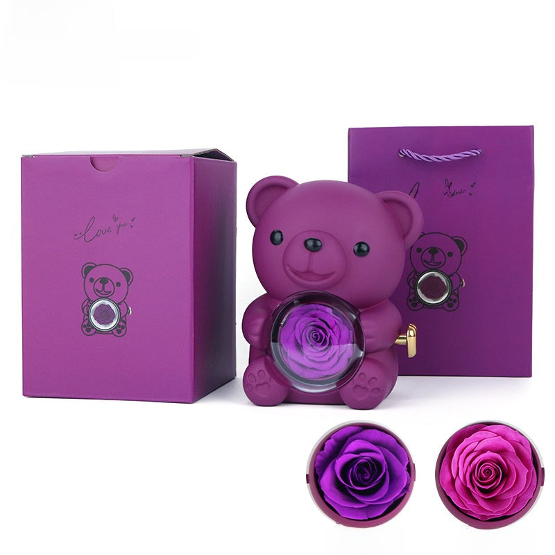 Surprise Flip Open Rose Bear Jewelry Gift Box