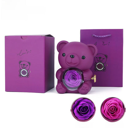 Surprise Flip Open Rose Bear Jewelry Gift Box