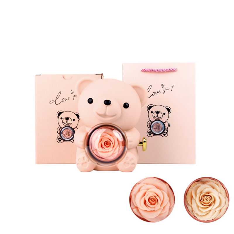 Surprise Flip Open Rose Bear Jewelry Gift Box