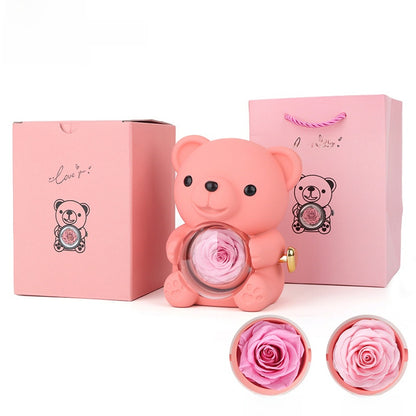 Surprise Flip Open Rose Bear Jewelry Gift Box
