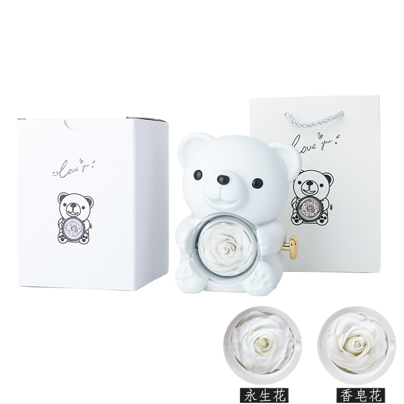 Surprise Flip Open Rose Bear Jewelry Gift Box