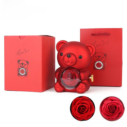 Surprise Flip Open Rose Bear Jewelry Gift Box