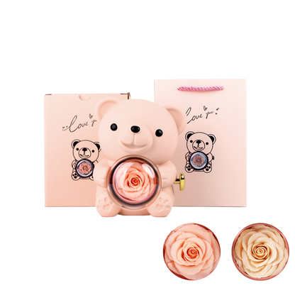 Surprise Flip Open Rose Bear Jewelry Gift Box