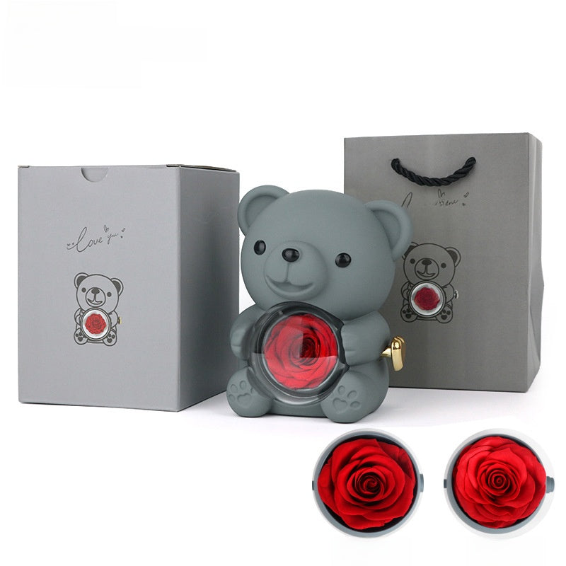 Surprise Flip Open Rose Bear Jewelry Gift Box