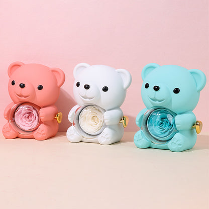 Surprise Flip Open Rose Bear Jewelry Gift Box