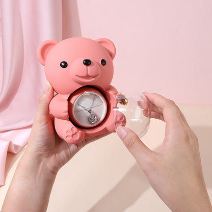 Surprise Flip Open Rose Bear Jewelry Gift Box