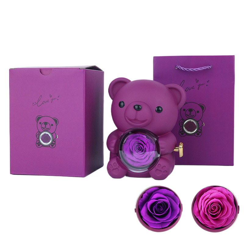 Surprise Flip Open Rose Bear Jewelry Gift Box