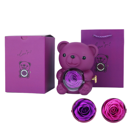 Surprise Flip Open Rose Bear Jewelry Gift Box