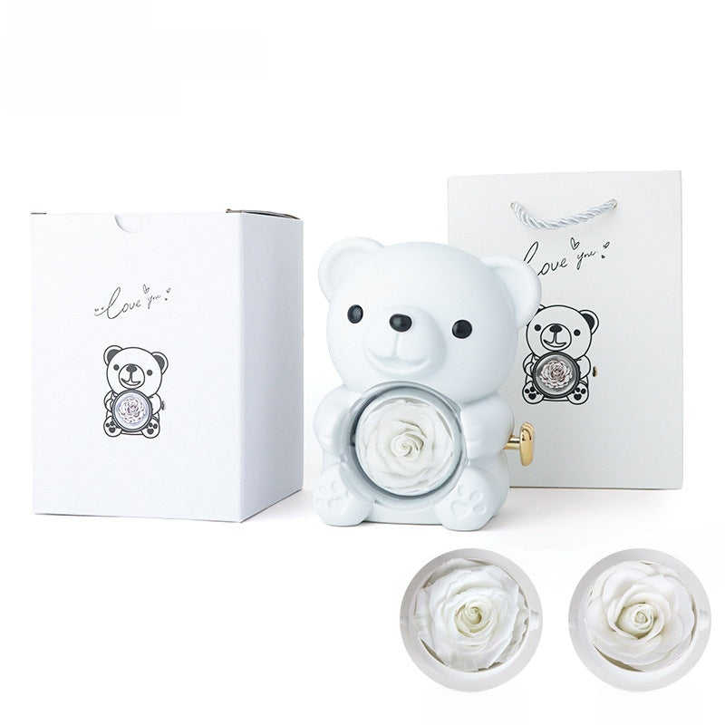 Surprise Flip Open Rose Bear Jewelry Gift Box