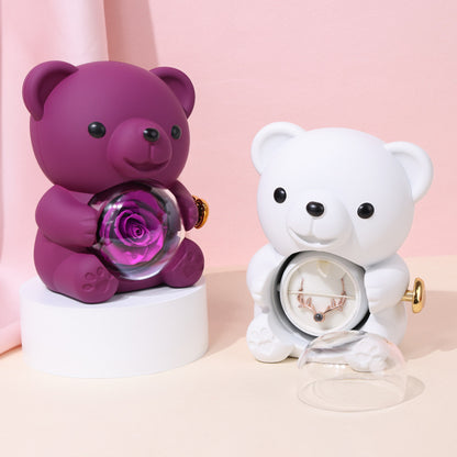 Surprise Flip Open Rose Bear Jewelry Gift Box