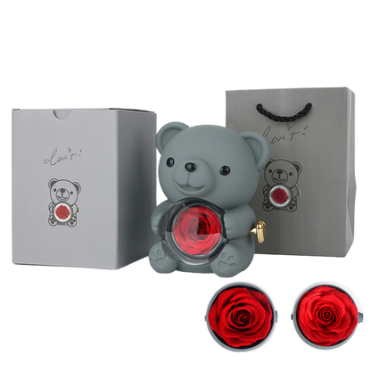 Surprise Flip Open Rose Bear Jewelry Gift Box
