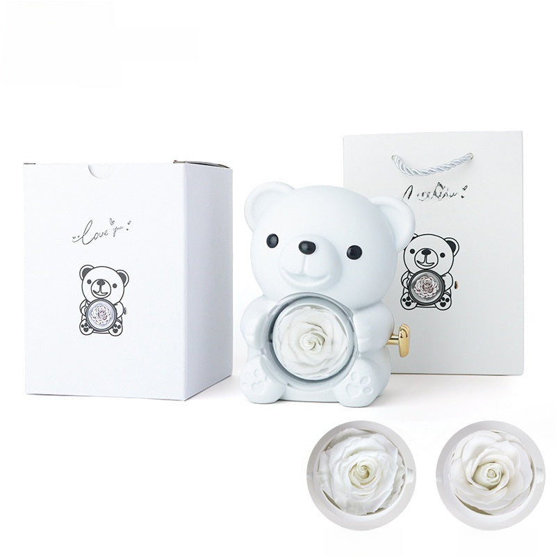 Surprise Flip Open Rose Bear Jewelry Gift Box